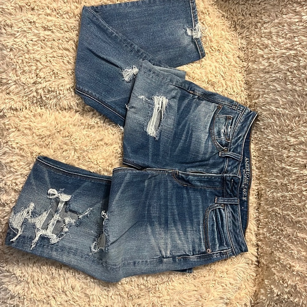 American eagle, vintage, high rise, slim stretch,  jegging destroyed look sz4